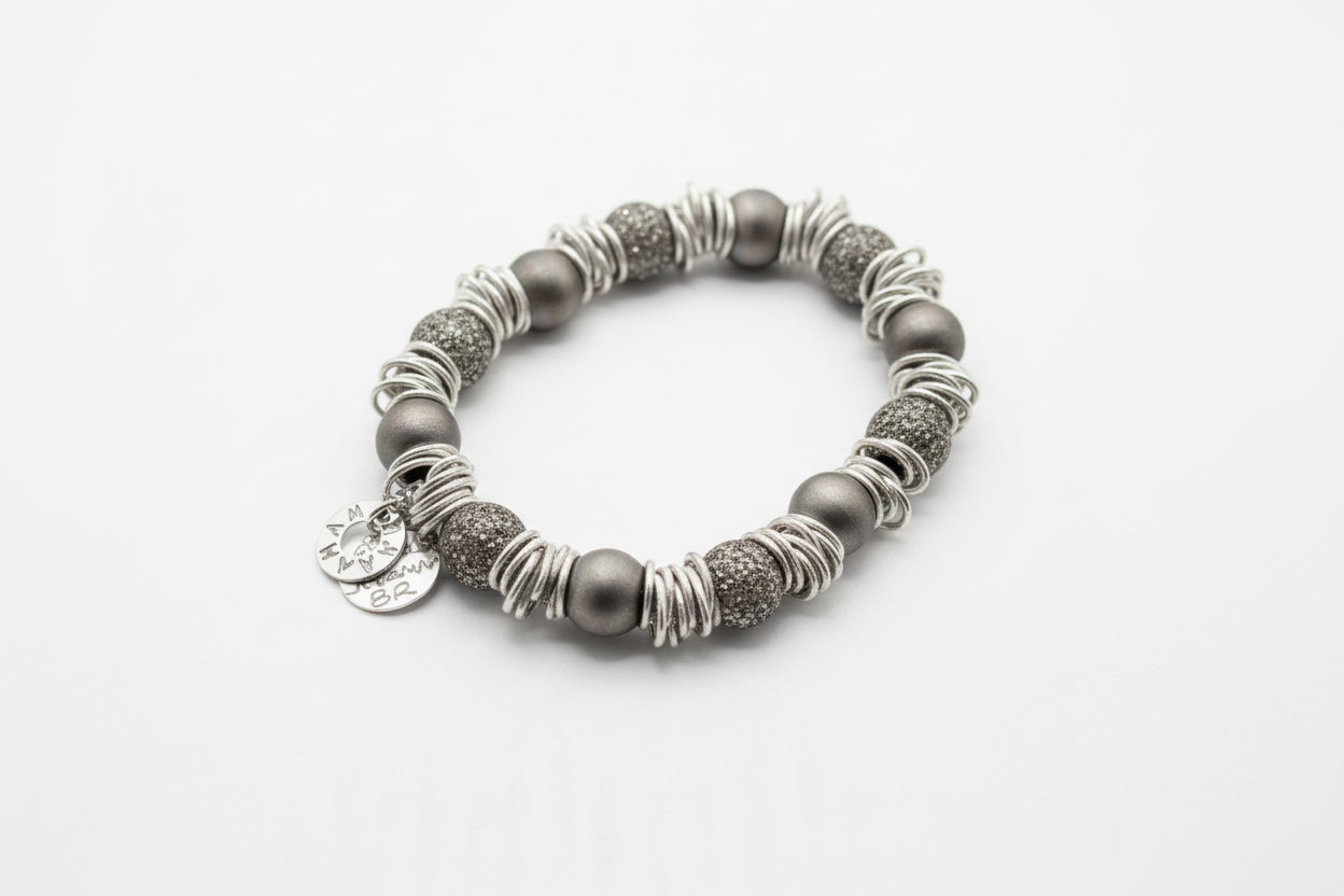 Jovanna-Black Beads WIth Silver Springs