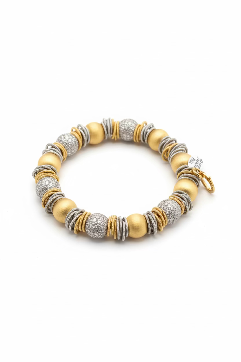 Justina-Gold+Silver Beads With Gold+Silver Springs