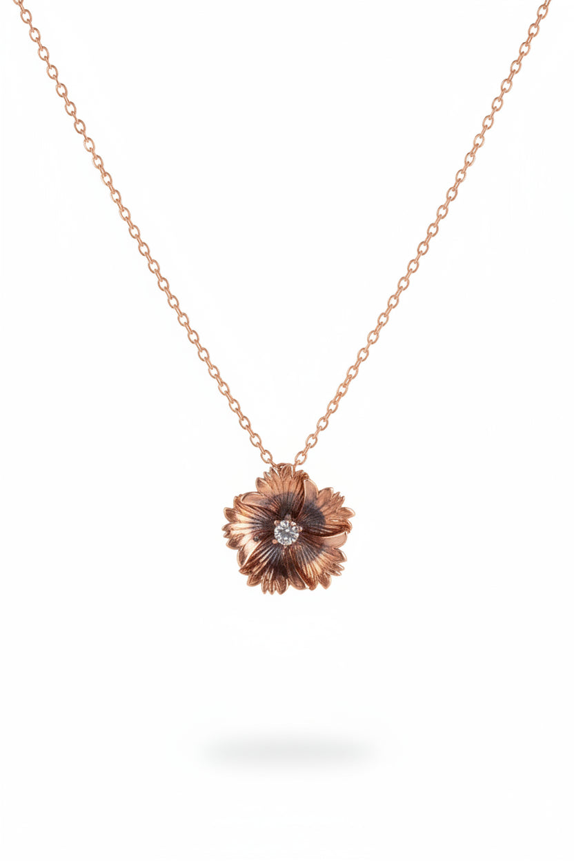 Sapphire Floral Necklace with Rose Gold Accents