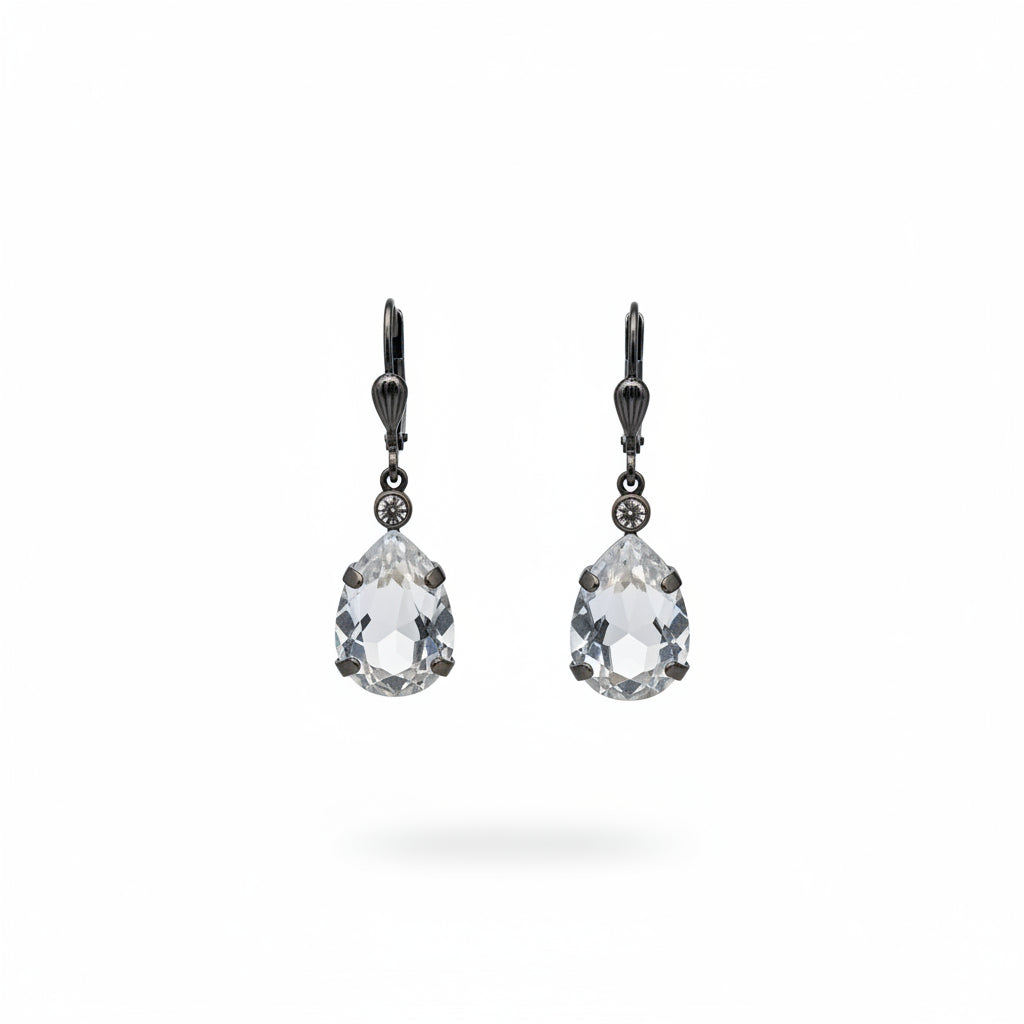 Crystal Oval Droplet Earrings