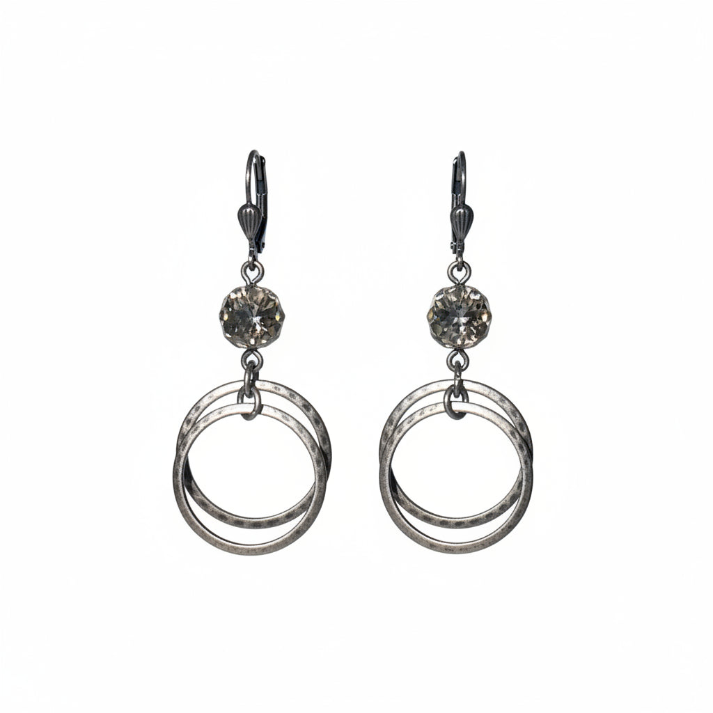 Medium Double Hoop Crystal Earrings