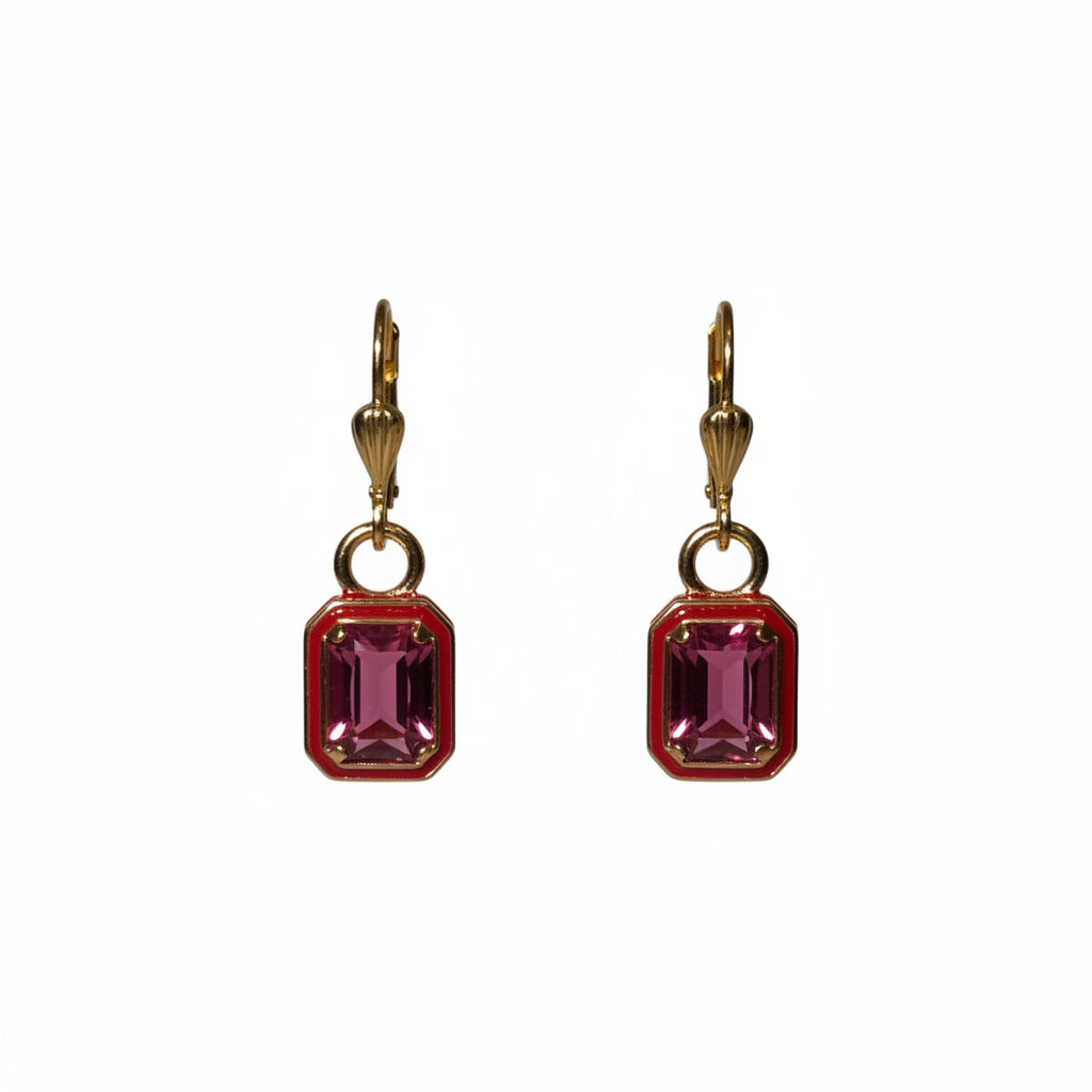 Crystal Earring Square With Enamel Bonder