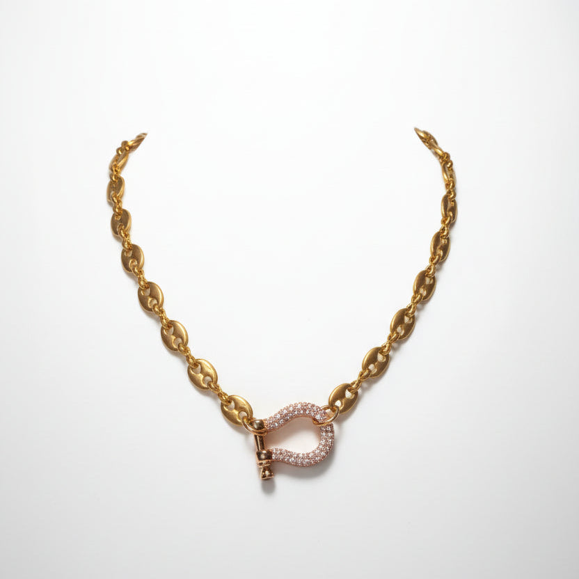 Crystal Horseshoe Lock Necklace