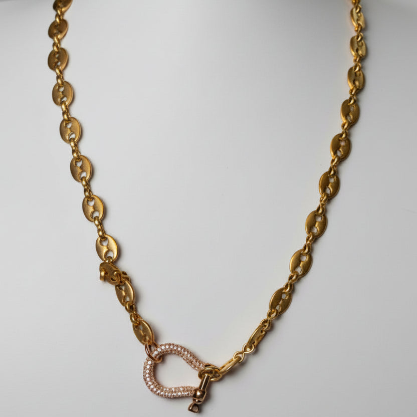 Crystal Horseshoe Lock Necklace