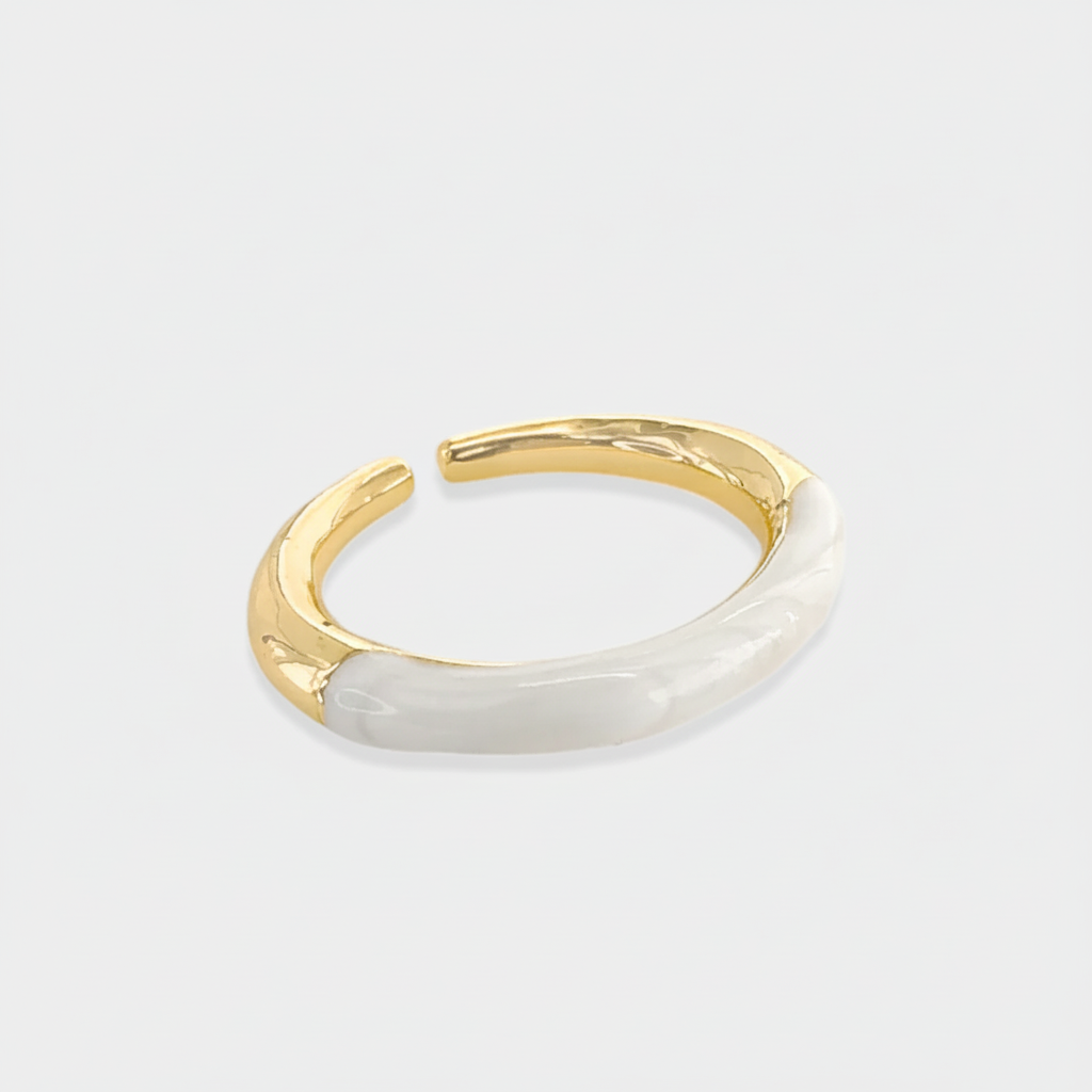 Glittery Enamel RIng White