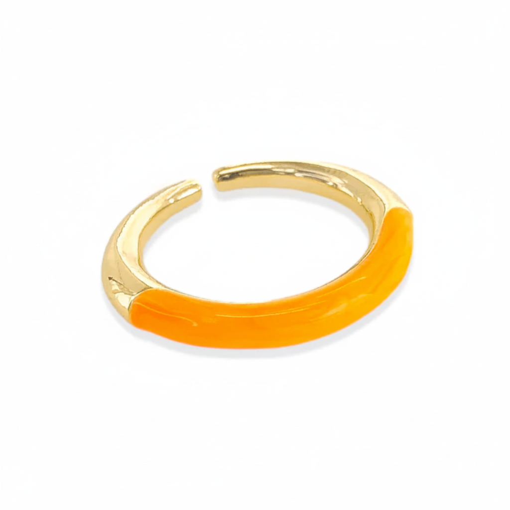 Glittery Enamel Ring Orange