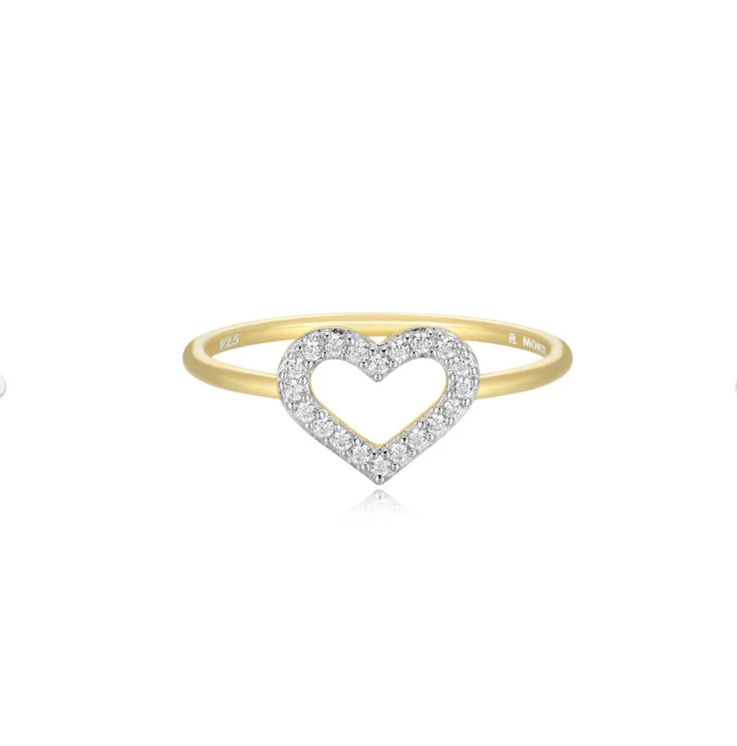 Open Heart Stackable Ring in 14K Yellow Gold-Plated Sterling Silver