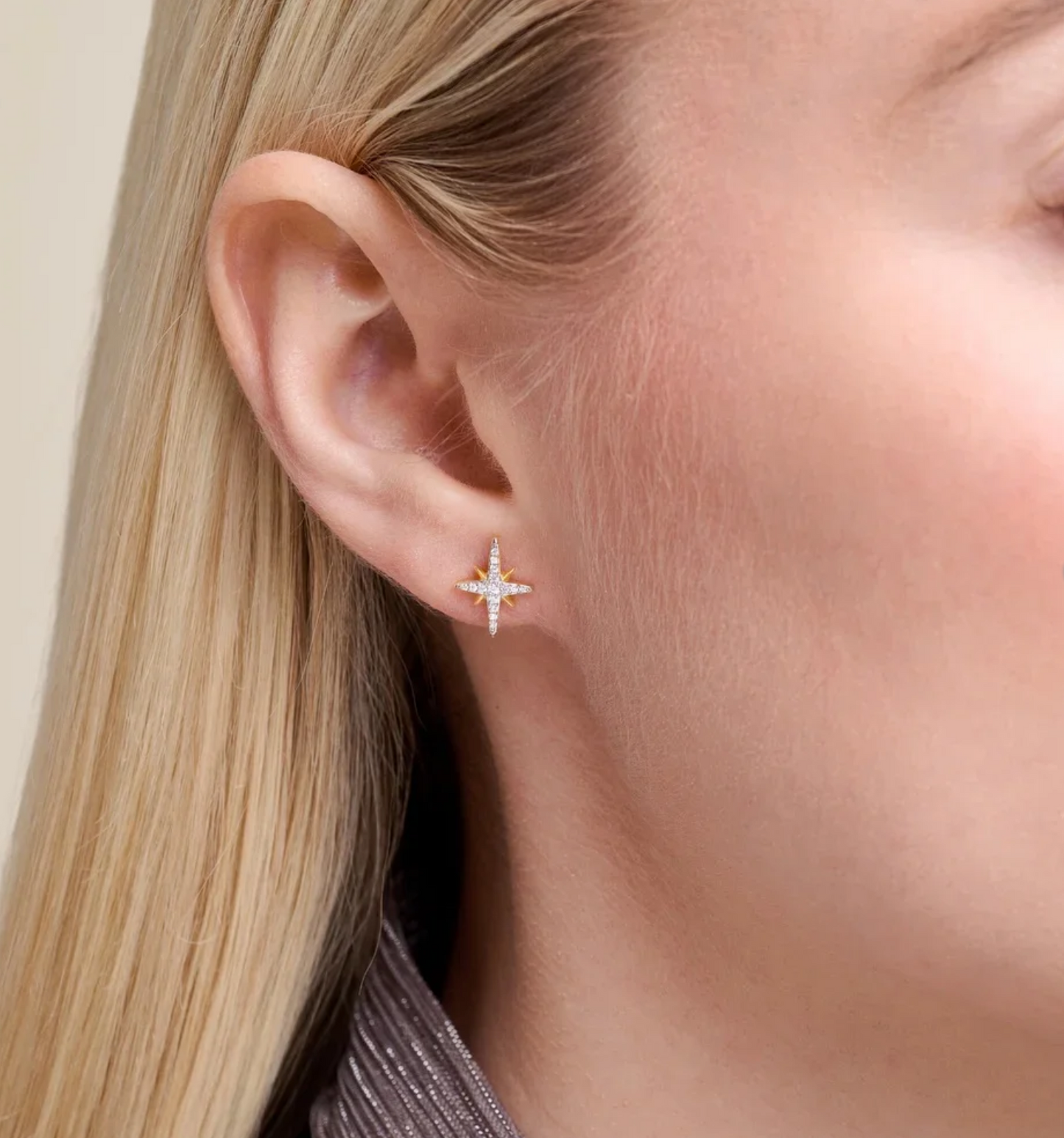 Cardinal Points Stud Earrings in 14K Yellow Gold Plated Sterling Silver ~ Monte Luna