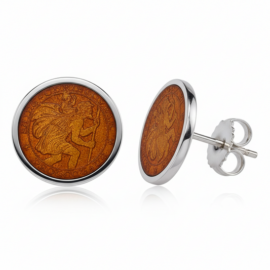 St. Christopher Enamel Post Earrings