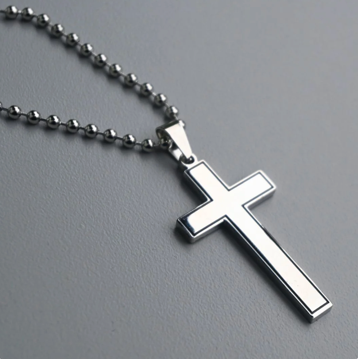 Stainless Steel Mens Cross Flat