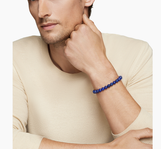 David Yurman Mens Lapis Beaded Bracelet
