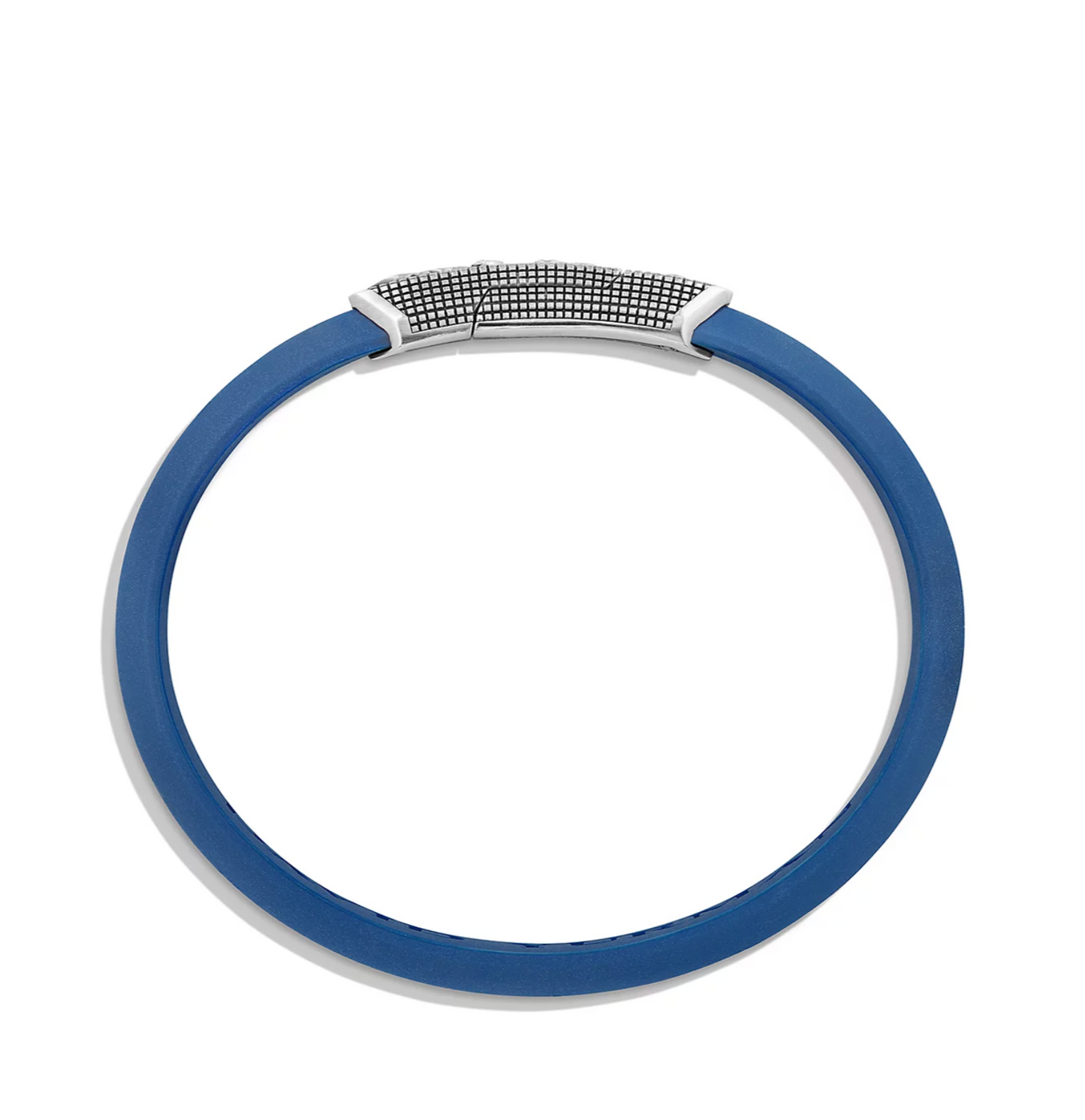 David Yurman Waves Blue Rubber ID Bracelet in Sterling Silver