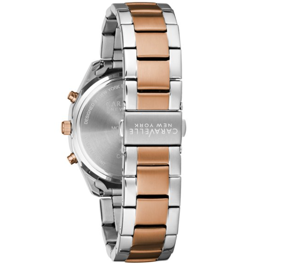 Caravelle Chronograph Rose Gold Crystal Accent Watch