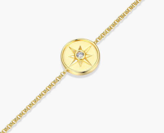 North Star Medallion Bolo Bracelet in 14K Yellow Gold-Plated Sterling Silver