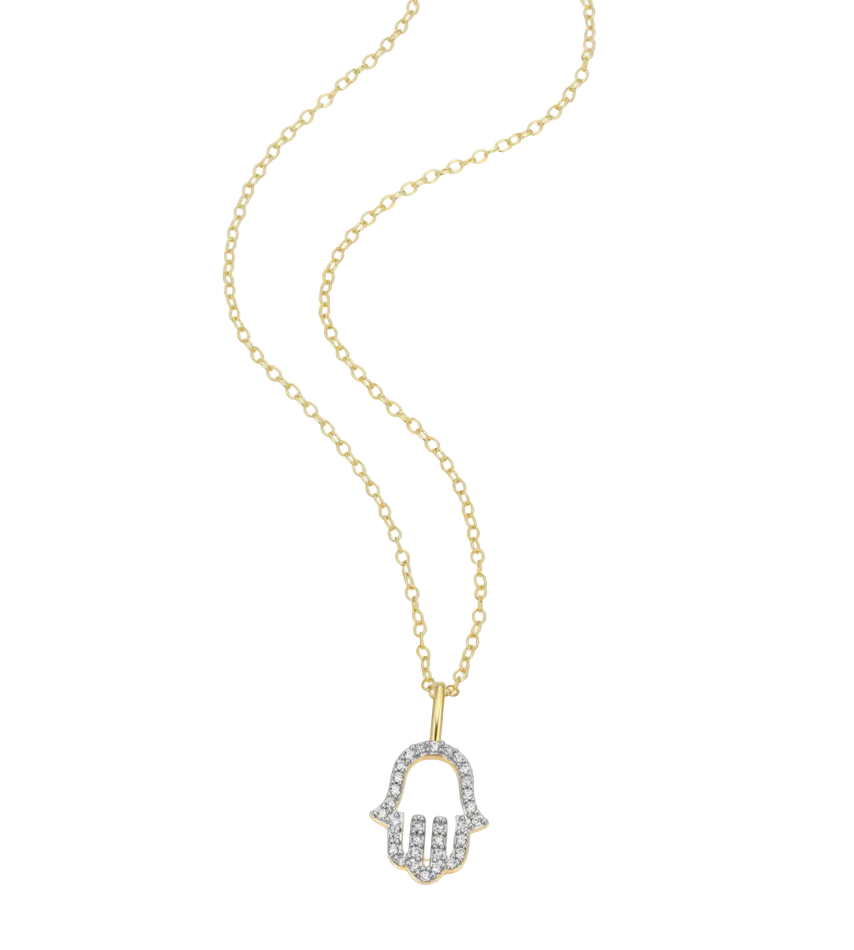 Hamsa Pendant Necklace in 14K Yellow Gold-Plated Sterling Silver
