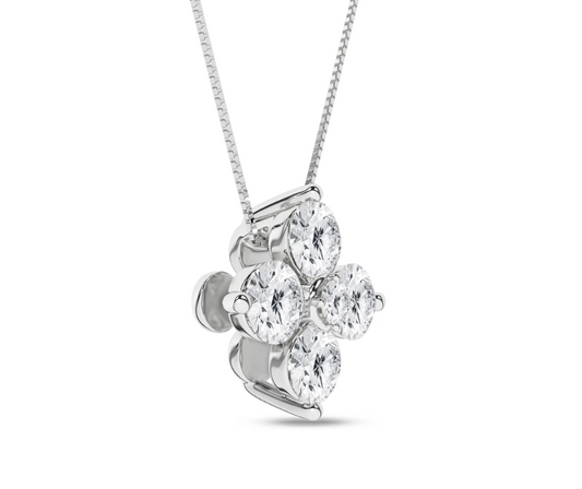 Flower Petals Stud Pendant (Round)White