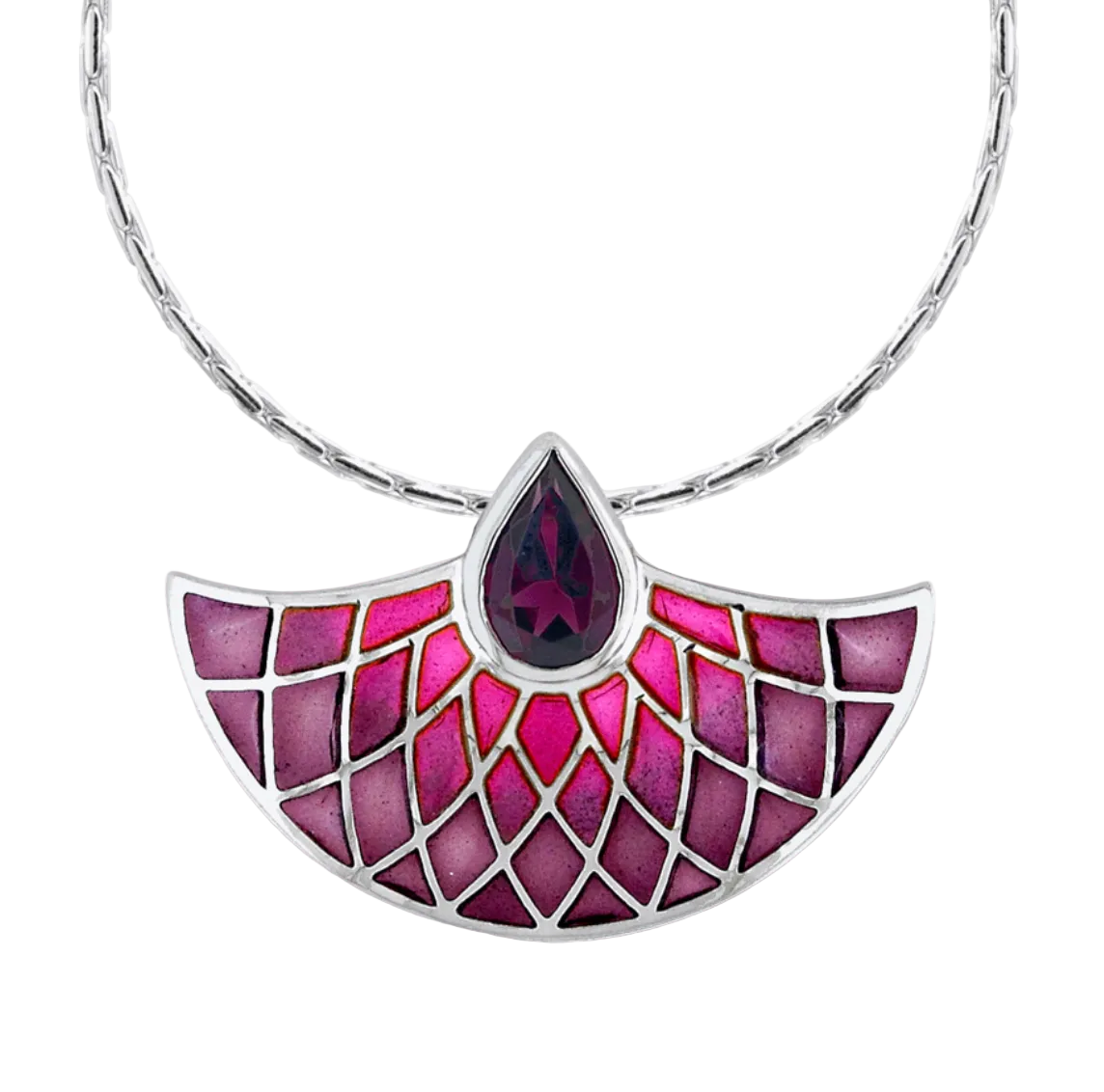 Rhodolite Set Fan Pendant