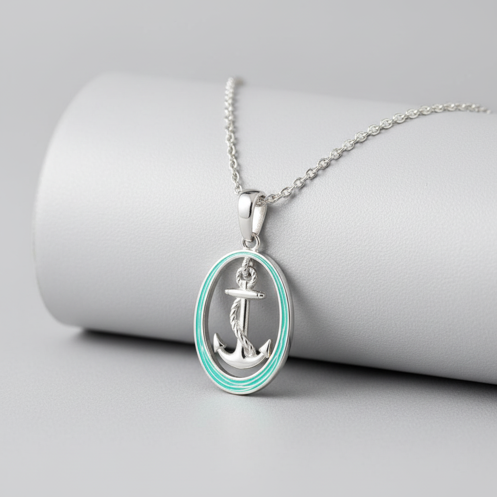 Seafoam Anchor Necklace