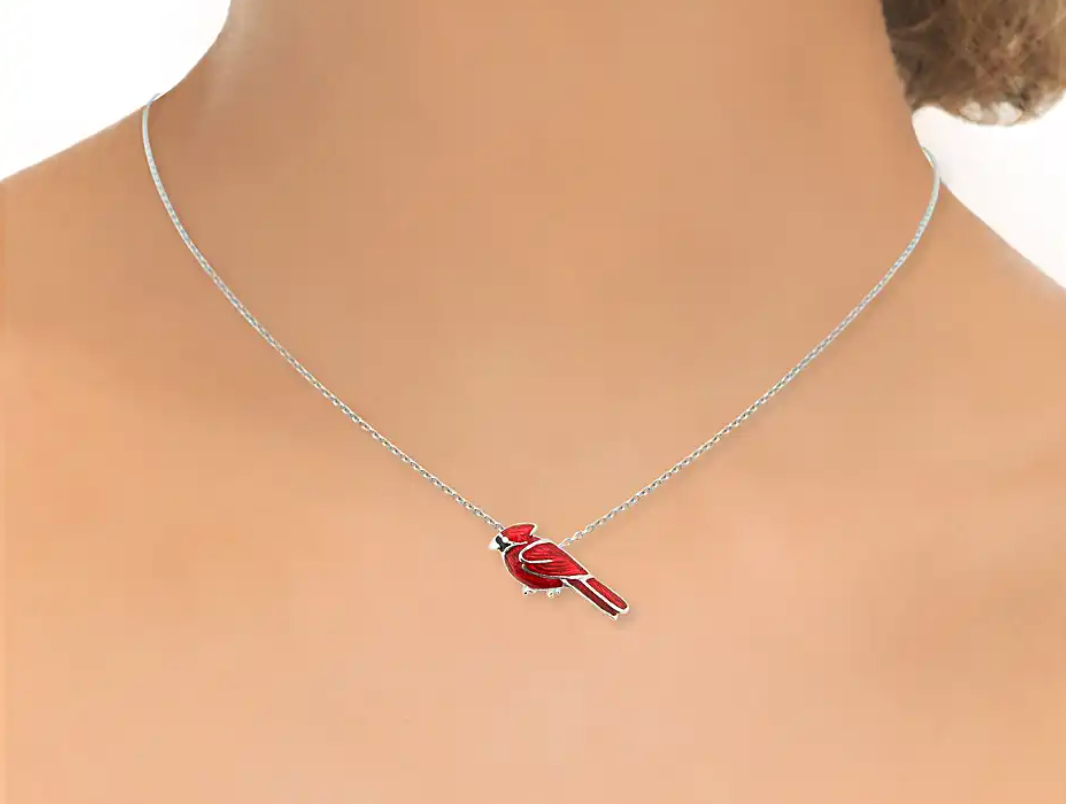 Red Cardinal Bird Necklace