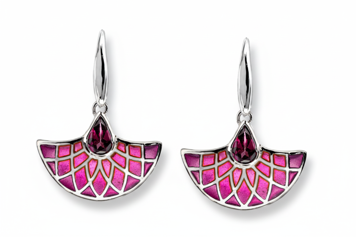 Purple Wire Fan Earrings