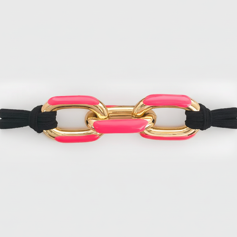 Hot Pink Enamel Hair Tie Bracelet
