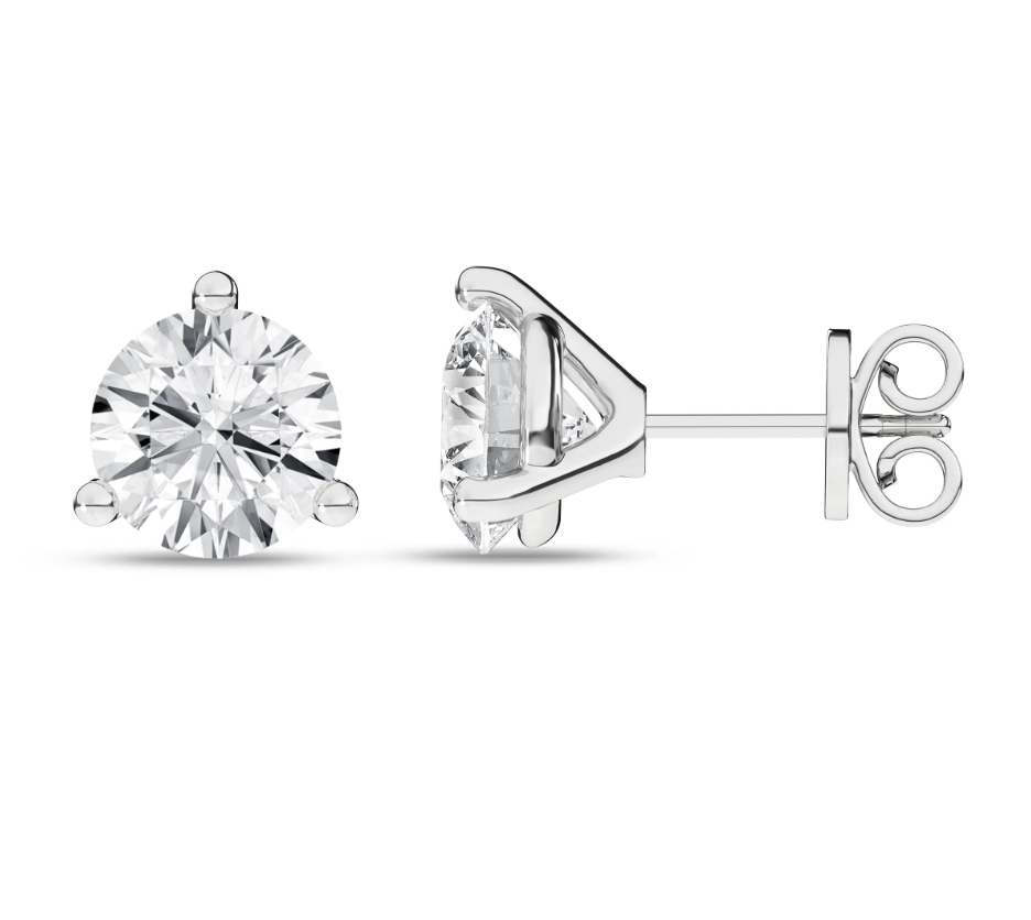 3-Prong Martini Solitaire Stud Earrings (Round) 3.96 Carats