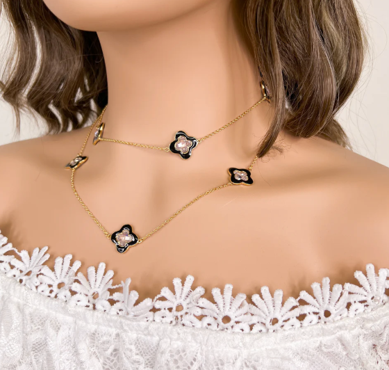 Black CZ Enamel Necklace