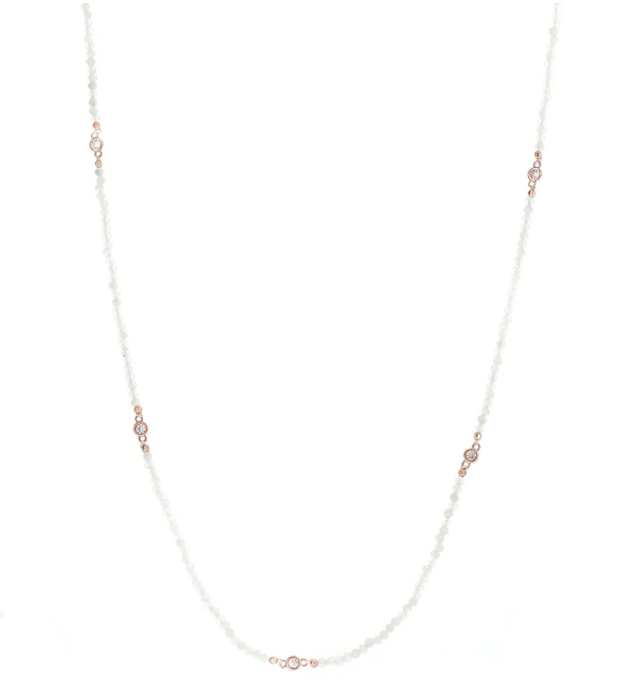 Labradorite Stone Necklace Rose Gold
