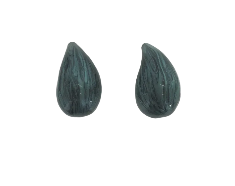 Black Enamel Raindrop Earrings