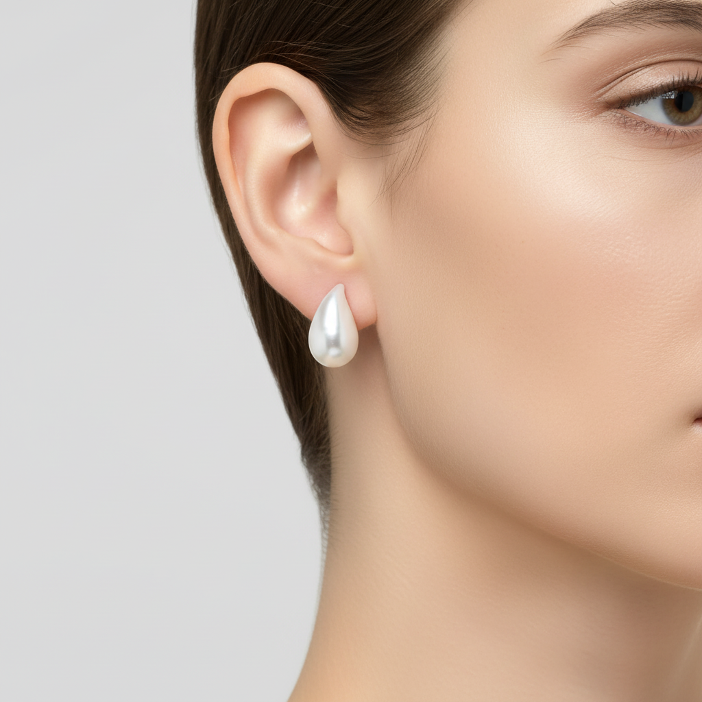 White Enamel Raindrop Earrings
