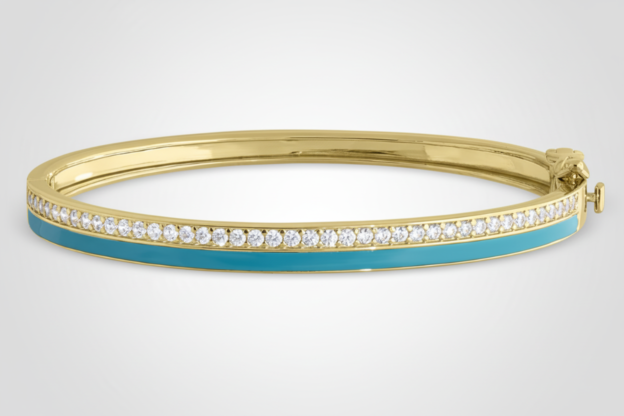 Turquoise Enamel Bangle Bracelet