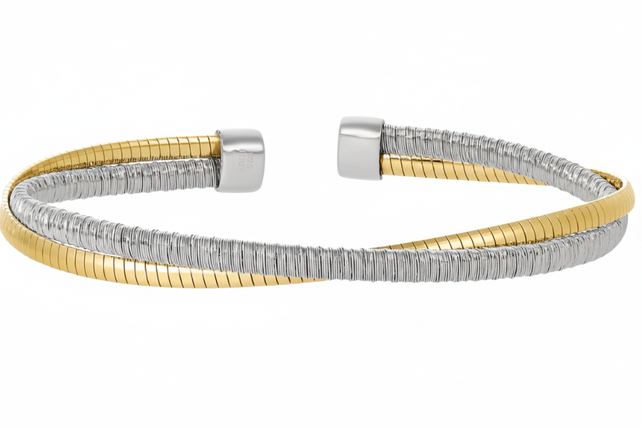 Two Color Omega Twist Cuff Bracelet