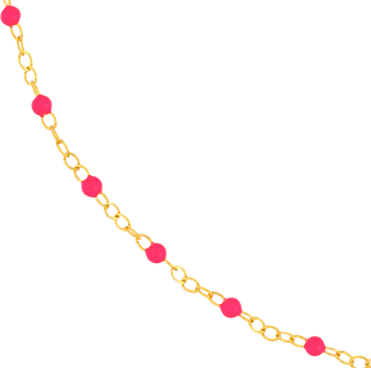 Neon Pink Enamel Bead Piatto Bracelet