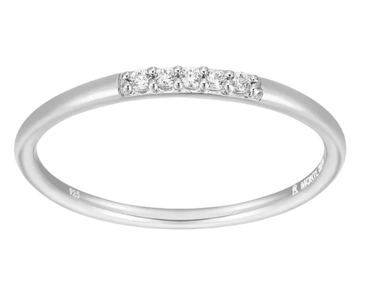 Diamond Line Stackable Ring in Rhodium Plated Sterling Silver