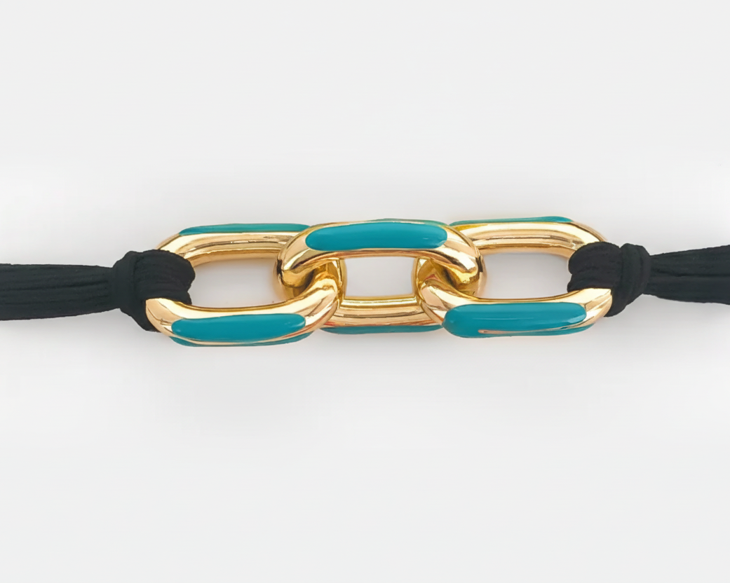 Turquoise Enamel Hair Tie Bracelet