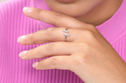 Silver & Diamond Double Bar Ring