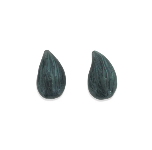 Black Enamel Raindrop Earrings