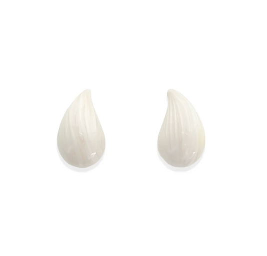 White Enamel Raindrop Earrings