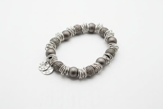 Jovanna-Black Beads WIth Silver Springs