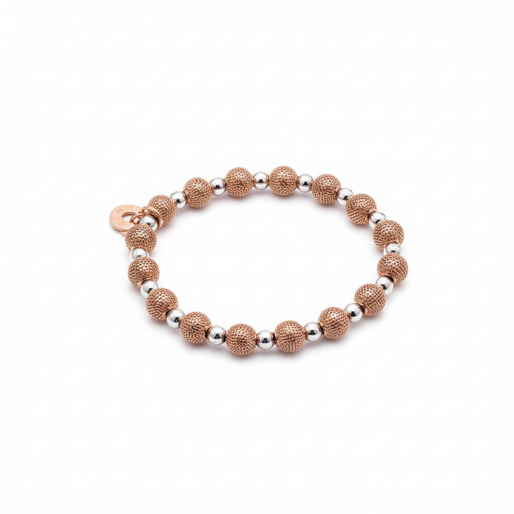 Borsa Rose - Rose Woven Beads + Silver DIsco Beads