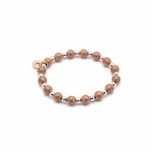 Borsa Rose - Rose Woven Beads + Silver DIsco Beads
