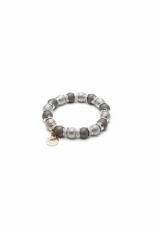 Silver+Black Laser Beads With Silver Roundles