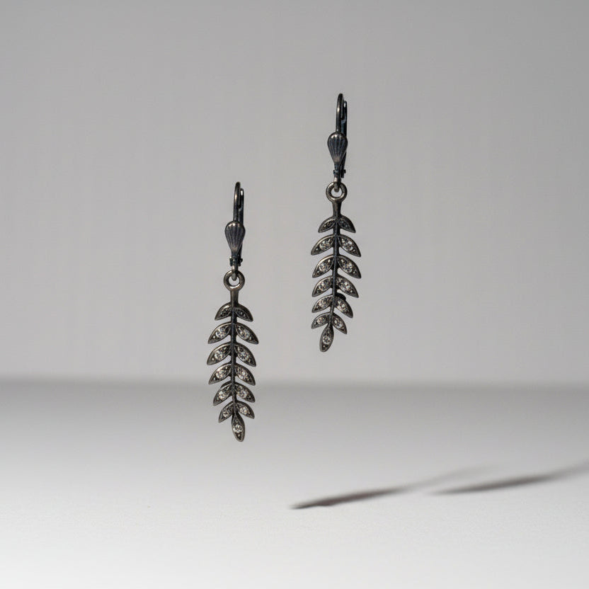 Rhinestone Leaf Earrings