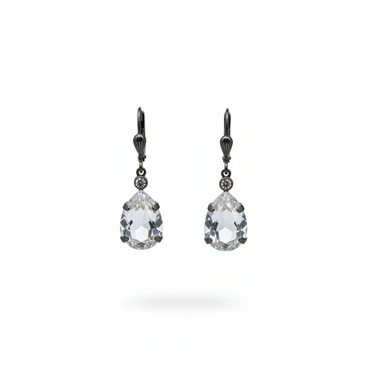 Crystal Oval Droplet Earrings