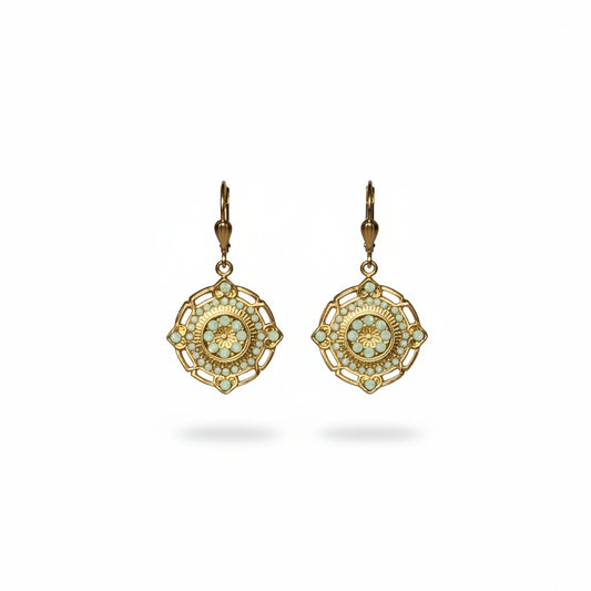 Round Green Stone Earrings