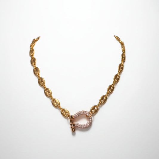Crystal Horseshoe Lock Necklace