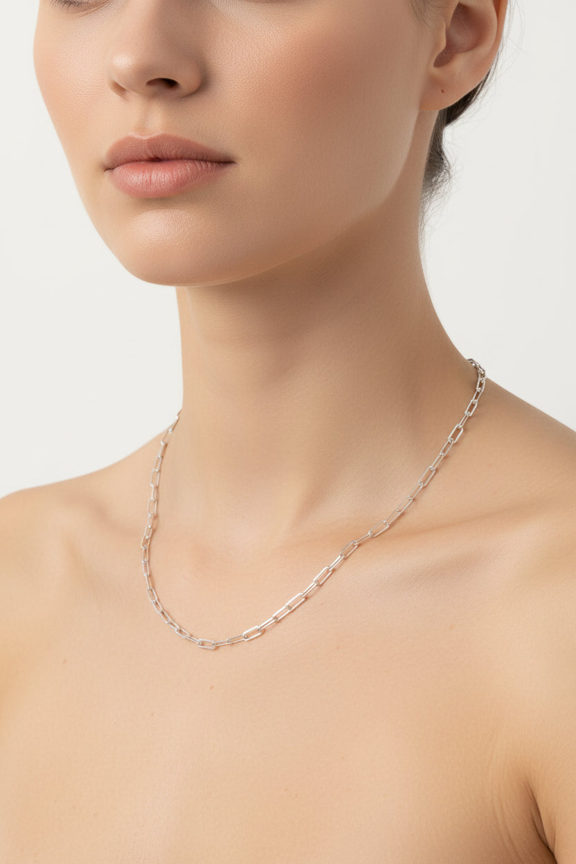 Sterling Silver Diamond-Cut Paperclip Chain Necklace - 20"