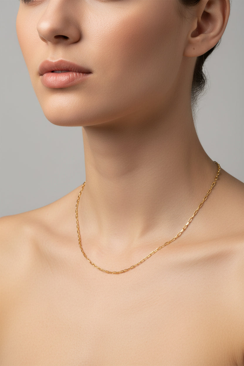 18KG Vermeil Sterling Silver 24" Beveled Edge Paperclip