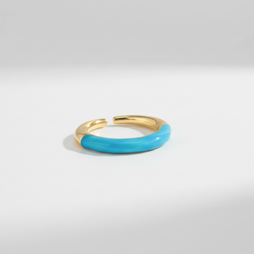 Glittery Enamel Ring Blue