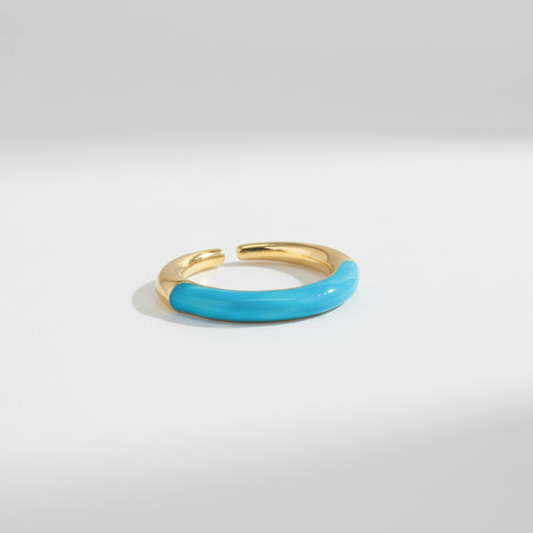 Glittery Enamel Ring Blue